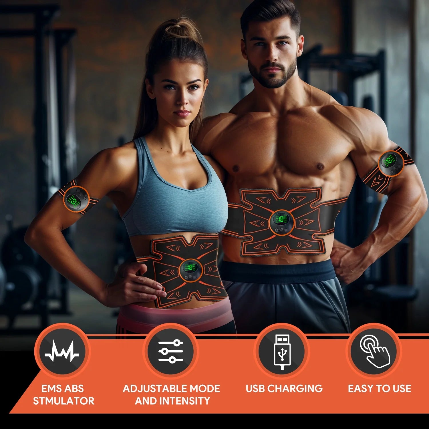 Abs Stimulator, Ab Stimulator, Rechargeable Ultimate Muscle Toner Trainer for Men Women Abdominal Fitness Workout EMS Muscle Stimulation with 16 Extra Gel Pads