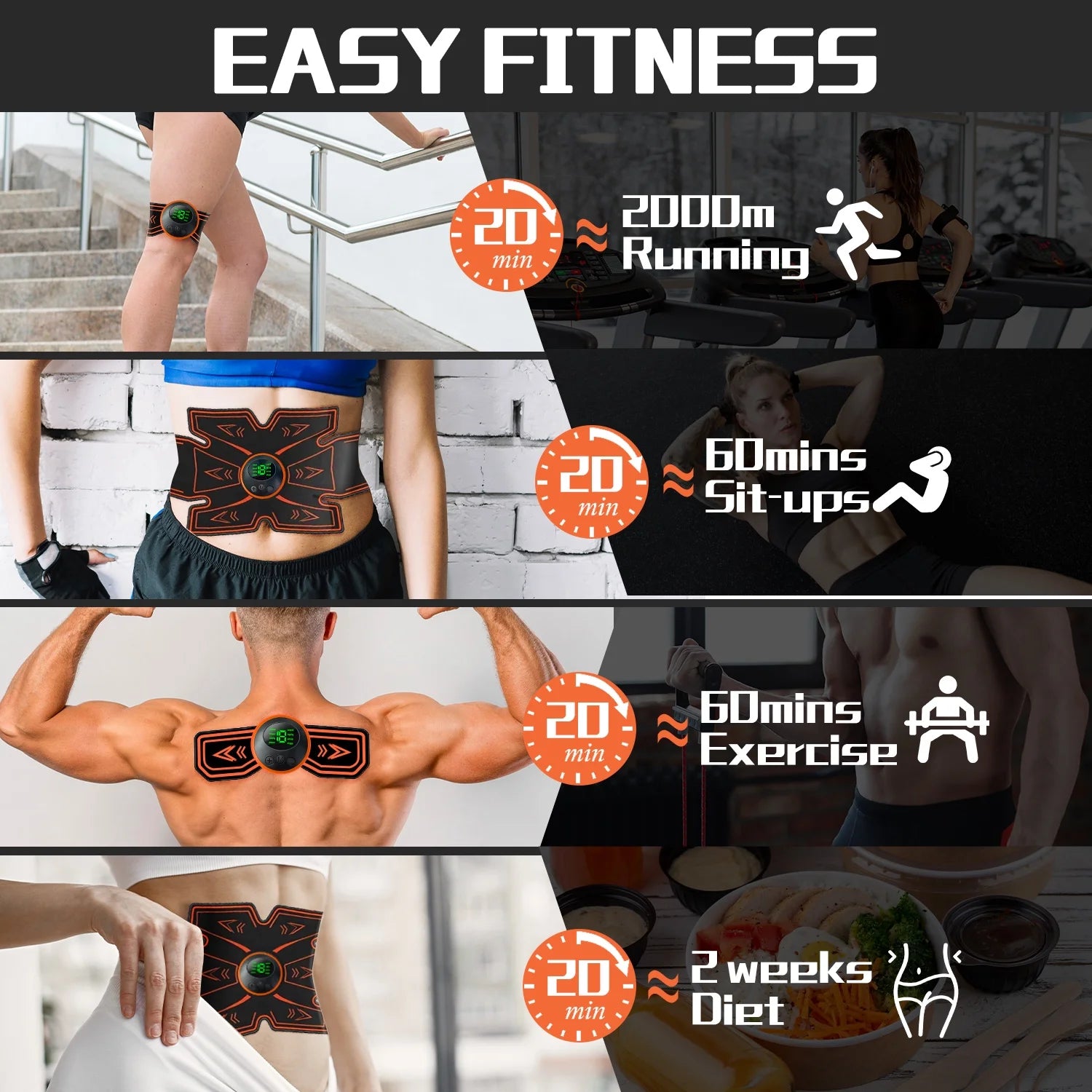 Abs Stimulator, Ab Stimulator, Rechargeable Ultimate Muscle Toner Trainer for Men Women Abdominal Fitness Workout EMS Muscle Stimulation with 16 Extra Gel Pads